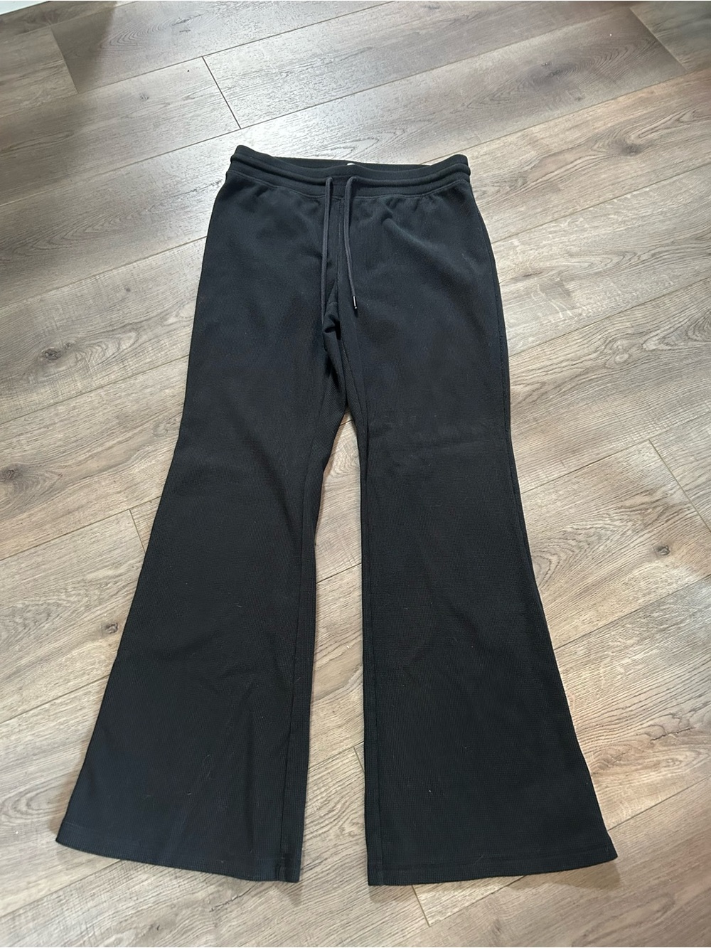 Sunday Best Black Waffle Knit Flared Sweatpants